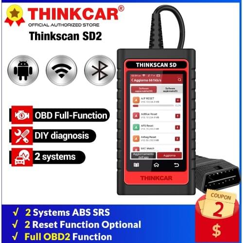 ThinkScan SD2 OBD2 Scanner ABS SRS Auto Diagnostic Tool full OBD2 Scan Tool 2 Reset Function Lifetime Free Update Code Reader