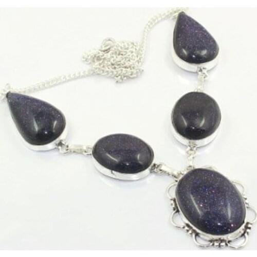 Sun Stone Necklace Silver Overlay over Copper, 49 cm, N3851