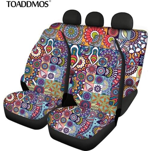 TOADDMOS Mandala Tile Bohemian Pattern Front and Rear Car Seat Covers 4pcs/Set Air Cushion Universal Car Interior Seat Protector