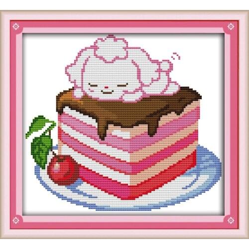 Everlasting Love Cake Dog Chinese Cross Stitch Kits Ecological Cotton Stamped 11C DIY Christmas Gift Wedding Decoration For Home