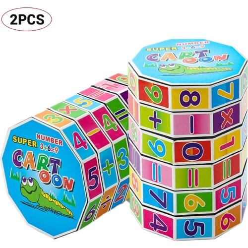 2PCS/lot Magic Cube Children Arithmetic Toys Cylindrical V-cube 6 Numbers Plastic Cube math Toys Turn Puzzle Educational Toy