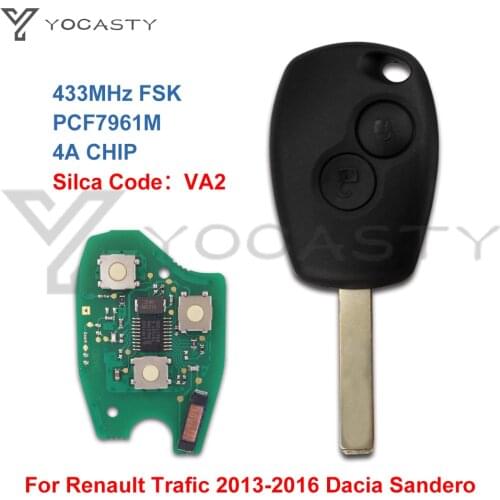YOCASTY VA2 Remote Car Key Fob for Renault Trafic Twingo Symbol Dacia Duster Logan Sandero Vauxhall Vivaro 2012 - 2017 PCF7961M