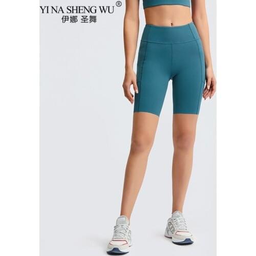 Women Gym Shorts High Waist Lifting Push Up Tight Cycling Sports Leggings + Phone Pocket Jogging Running Fitness Yoga Shorts New