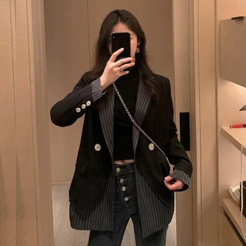 New 2021 Fall Winter Womens Blazers Double Breasted Formal Jackets Outerwear