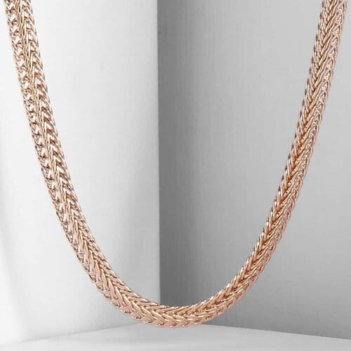 5mm Girls Womens Necklace Chain 585 Rose Gold Filled Braided Foxtail Link Necklace Fashion Jewelry 20inch 24inch CN01