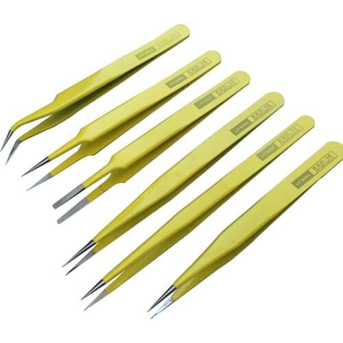 ZtDpLsd 1Pcs Precision Tweezers Stainless Steel Esd Tweezer Electronics Repair Tools Art Picking Tool Rhinestones Gem