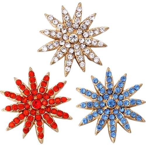 10pcs/lot New Snap Button Jewelry Rhinestone Flower Love Gold 18mm Snap Buttons Fit Metal Snap Bracelets Bangles For Women