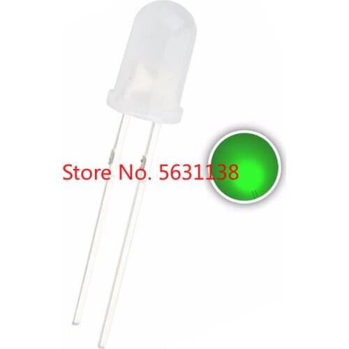 100PCS 5mm Green Diffused LED Emitting Diode DIP-2 Round Head 20mA Ultra bright 2pins Lamp Light Beads chip leds power wholesale