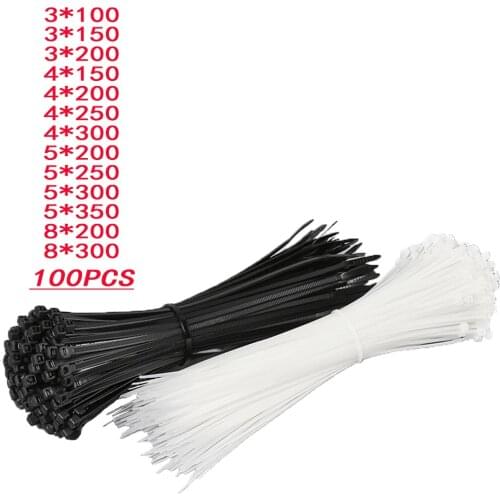 100PCS nylon cable ties self-locking white black plastic ring winding cable ties cable ties fixed cables various specifications