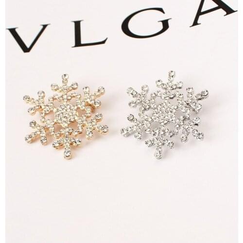 100pcs New Fashion Brooch Pin Crystal Rhinestone Large Snowflake Winter Snow Christmas Gift Supply Free Shipping WA1404