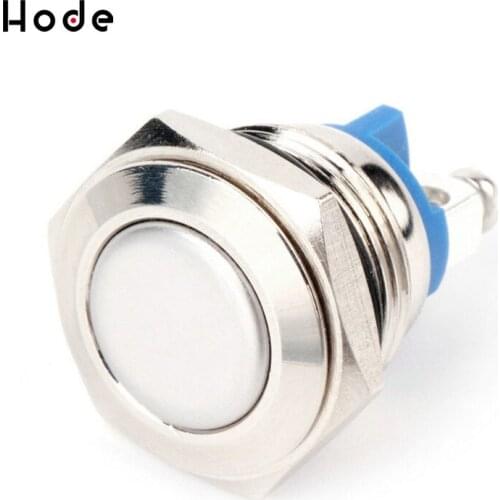16mm Anti-Vandal Momentary Steel Metal Push Button Switch Flat Top universal car moto car-styling 250V 3A Universal