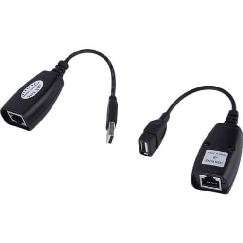 2pcs/Set USB Extension Ethernet RJ45 Cat5e/6 Cable LAN Adapter Extender Over Repeater Set USB Type A Male to RJ45 Female Adapter