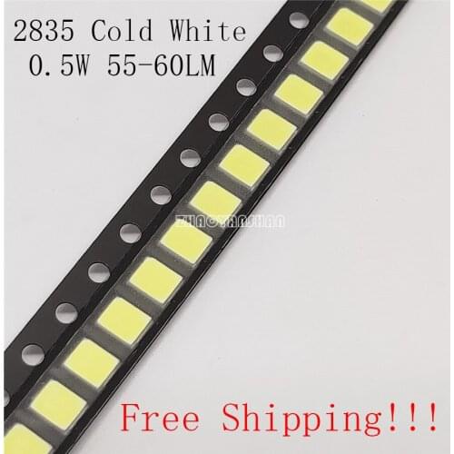 200pcs X 2835 Cold White 15000K-18000K 3.0-3.2V 0.5W 55-60LM SMD LED
