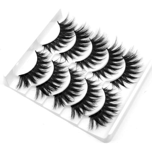 SUTCAY 5 Pairs 3D Mink Faux Eyelashes Natural/Thick Volume Dramatic False lash Handmade for Makeup Beauty Extensions Tool
