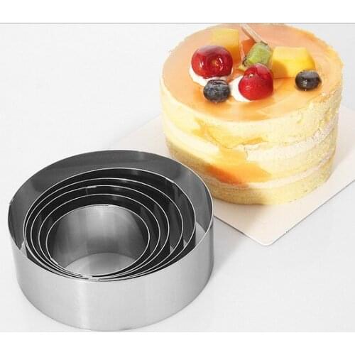 6pcs/lot Round Stainless Steel Round Circle Cookie Mousse Cake Ring Cake Gum Paste Mould Layer Slicer DIY Egg Tart Mold KX 180