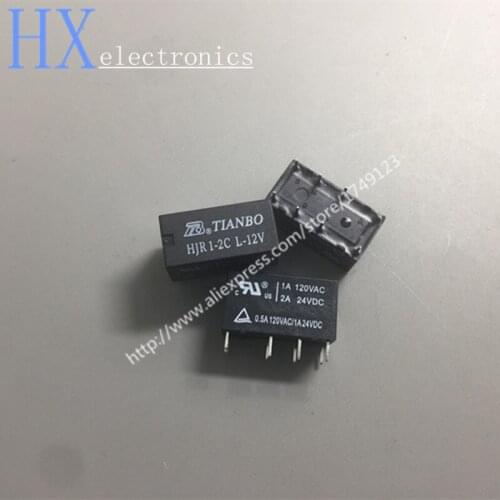 Free shipping 5PCS relay HJR1-2C-L-12V HJR1-2CL-12V 2A 8 feet