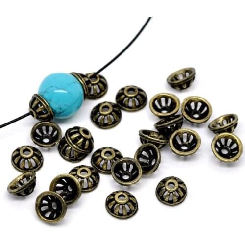 Free Shipping 500pcs Antique Bronze Tone Bead End Caps Findings 10x5mm (Fit 10-20mm Bead) Jewelry Findings Wholesale J0502*5
