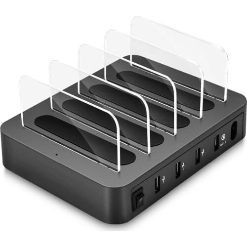 Fast Charger For Iphone Samsung Qc 3.0 Quick Charge Multi Usb 4 Ports Charging Dock Station Desk Phone Holder Organizer