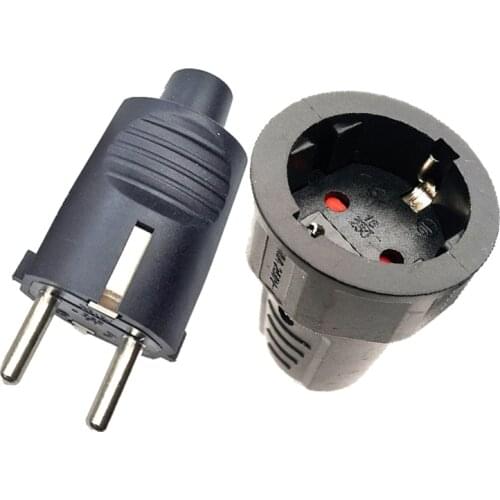 Black EU 16A UPS PDU Germany Grounded Assemble Wired plug socket Korea Russia Power Cable Female Male Detachable Connector