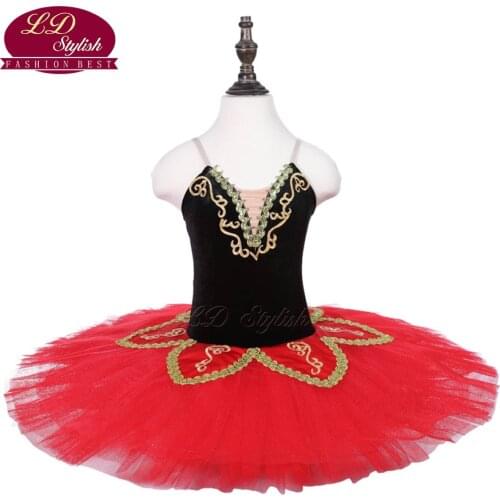 Children Black Ballet Tutu The Nutcracker Performance Stage Wear Girls Red Ballet Dance Competition Costumes Kids Ballet Skirt