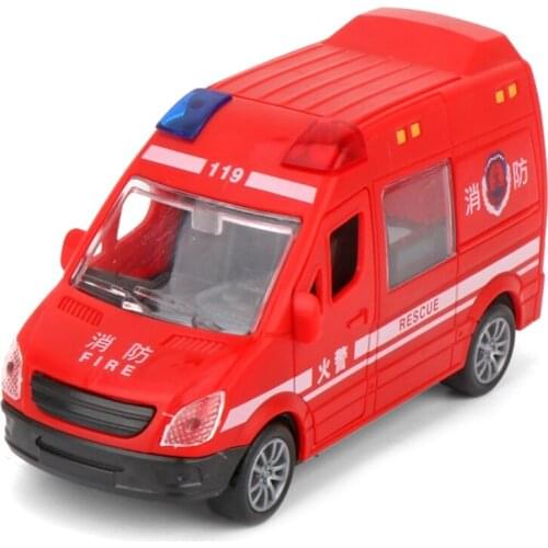 Y4UD Portable Pull Back Car Toddler Gift Toy Vehicle Cognition Model Toy Fire Fighting for Boys Realistic Inertia Car