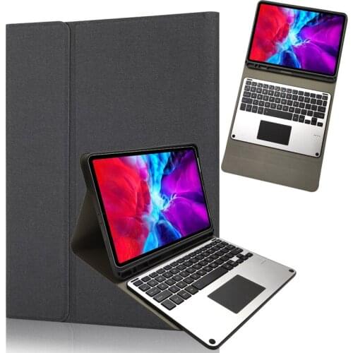 Leather Case with Alloy Touch Keyboard and Pencil Slot for iPad Pro 11 2020 Smart Cover for iPad Pro 11 2018 Keyboard Case