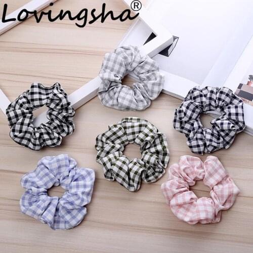 LOVINGSHA Hair Accessories For Girl Brand Plaid Women Hair Tie Lady Scrunchies Female Ponytail Hair Holder Rope NFD045
