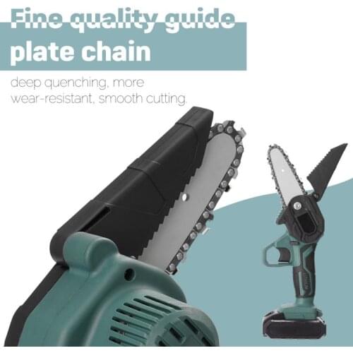 Mini Chainsaw 4-Inch Portable Rechargeable Electric Chainsaw 2000mAh Electric Handheld Splash Guard Wood Cutting Tree Trimming