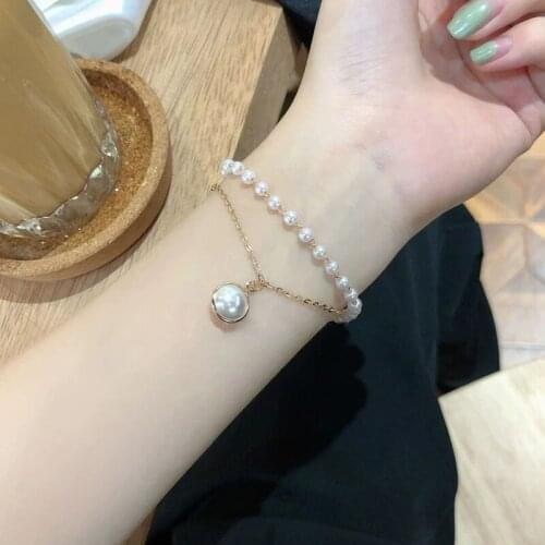 Fashion Multi-layer Pearl Pendant Bracelet For Women Girls Cute Gold Silver Color Chain Bangles Bracelets Jewelry Gift