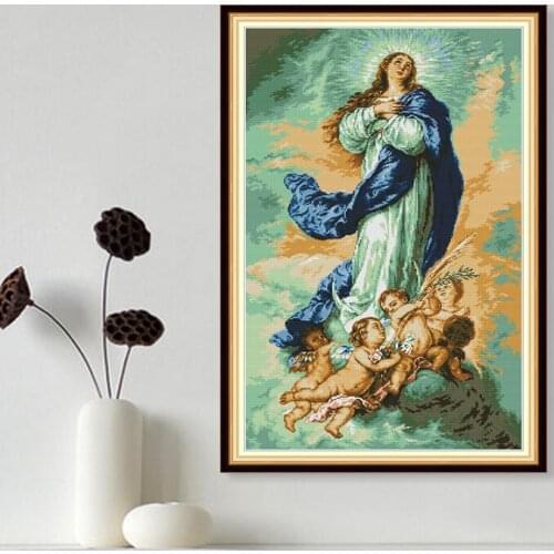 The virgin and the cherub Cross Stitch 11CT DMC Pattern printed on fabric 14CT DIY Cross Stitch Embroidery Sets Needlework kits
