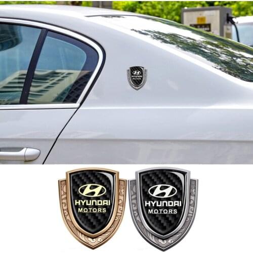 For Hyundai I30 Tucson Solaris IX35 Sonata Encino Accent Verna Lafesta Car Metal Trunk Shield Emblem Carbon Fiber Side Stickers