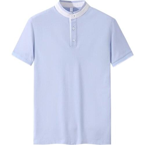 New Fresh O-neck Design Cotton Polo Shirt Mens Youth Summer Breathable Micro-elastic Short-sleeved Slim Fashion Trend Polo