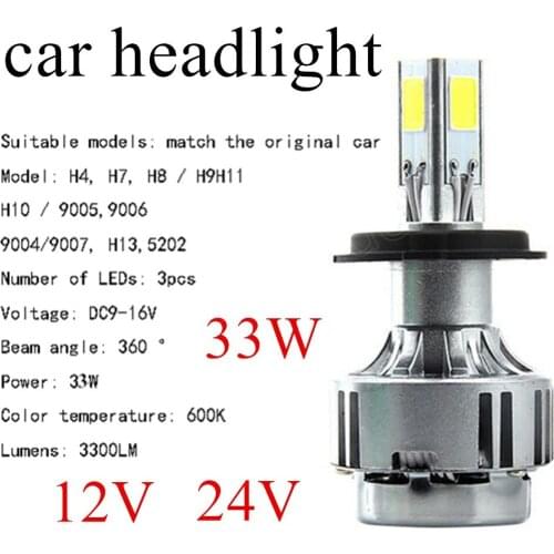 One pair Car Headlights LED 5202 9004 9007 9006 H4 H7 H8 H9 H11 H10 9005 H13 Bulb Bulb 33W 3000lm Headlamp 6000K high quality