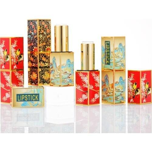 Wholesale Emboss Chinese Style Lipstick Tube Mangnitic Snap Diy Lip Balm Tubes Lip Stick Containers 10/20/30/50pcs 12.1mm