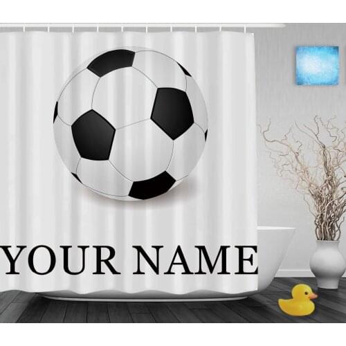 Personalize Soccer Shower Curtain Customize Your Text Sport Bathroom Shower Curtains Polyester Fabric With Hooks