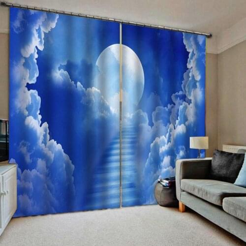 Custom any size photo blue sky moon curtains Bedroom 3D Window Curtain Luxury living room decorate Cortina