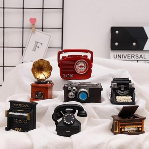 Radio Phonograph Typewriter Figurine caja musical totoro Miniature for Living Room Decoration Nostalgic Vintage Resin Crafts