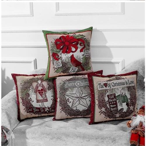 Christmas Cartoon Printed Throw Cushion Cover Zipper Closure Print Pillowcase for Sofa Couch Bed Car