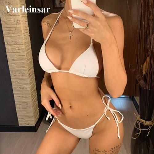 8 Colors Sexy Brazilian Bikini Women Swimwear Halter Swimsuit Female Two-pieces Bikini set Neon Bather Bathing Suit Swim V1312W