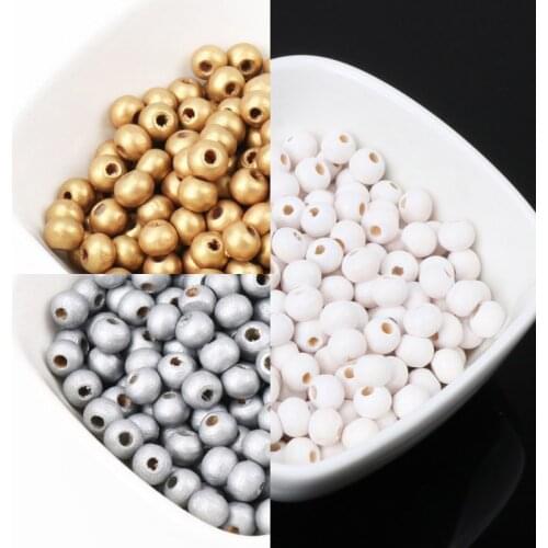 6mm 8mm 10mm 12mm White Gold Natural Wooden Round Ball Spacer Beads For Jewelry Making DIY New MT0223