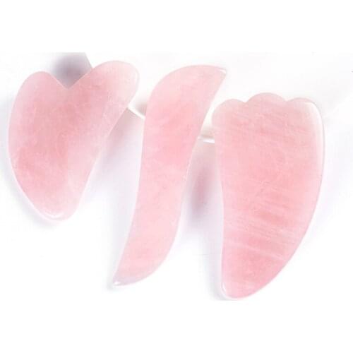 Natural Rose Quartz Gouache Scraper Gua Sha Tools Face Massager Crystal Stone Jade Roller Gua Sha Board Facial SPA Acupuncture