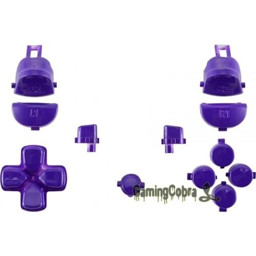 EXtremeRate Glossy Purple Full Set Buttons L1R1 L2R2 Dpad Replacement Parts for PS4 Slim Pro Game Controller CUH-ZCT2