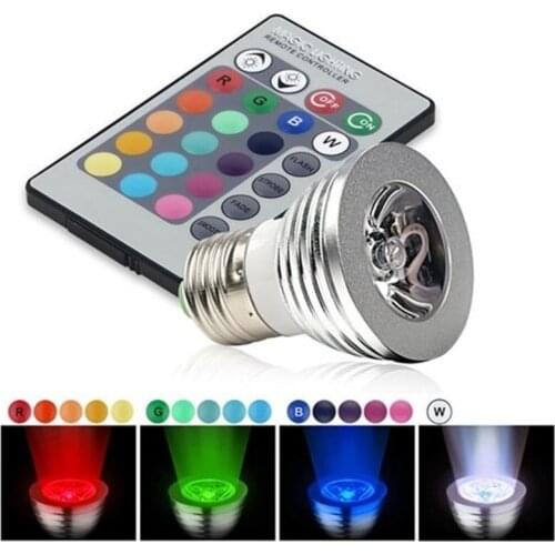 LED RGB Bulb 3W 16 Color Changing LED Spotlights RGB led Light Bulb Lamp E27 GU10 E14 MR16 GU5.3 with 24 Key Remote Control