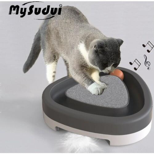 Intelligent Pet Cat Toy Feather Ball Track Squeak Electric Automatic Teasing Stick Nail Scratcher Magic Training Toys Jouet Chat