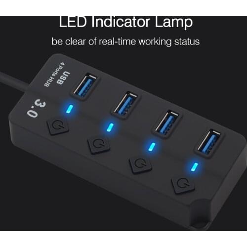 USB Hub 3.0 High Speed 4/7 Port Hub Splitter With ON/OFF Switch Portable USB 3.0 5Gbps High Speed Power PC Computer Accessories