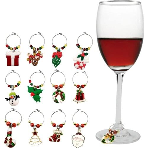 Wine Charms For Stem Glasses Golden Girl Gift Holiday Themed Christmas Wine Glass Charms Set Of 12 Wine Tasting Party Decoration