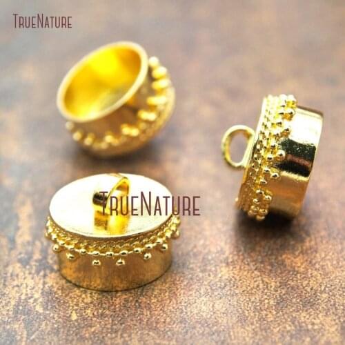 10Pcs Best Seller Pure Gold Color Cylindrical Accessory Cap Copper Accessory Cap 20x15mm FC14960