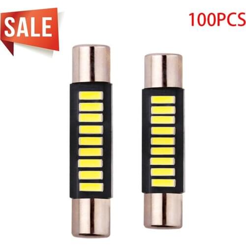 100pcs Car LED Lights 4014*9smd Festoon C5W C10W 29 31mm For Auto Internal Working Lamps License Plate Bulbs White 12V 5w Diode