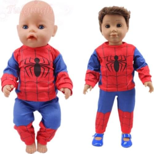 2 Pcs/set Spider Pajamas Superheros Doll Clothes For 43Cm New Born Baby&18Inch American Doll Girls&New Logan Boy Baby Clothes