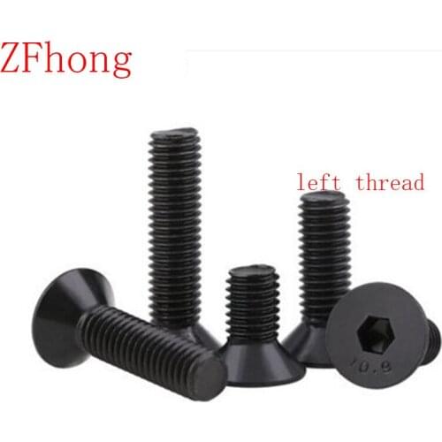 20pcs DIN7991 M5*10/12/16/20/25/30 Steel with black left thread flat countersunk socket head machine screw